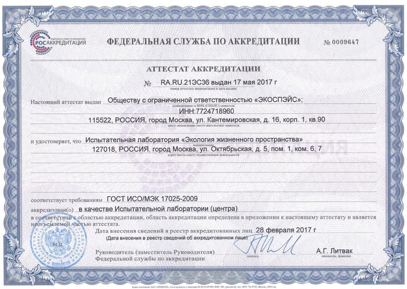 Аккредитованная экологическая испытательная лаборатория Аккредитованная экологическая испытательная лаборатория